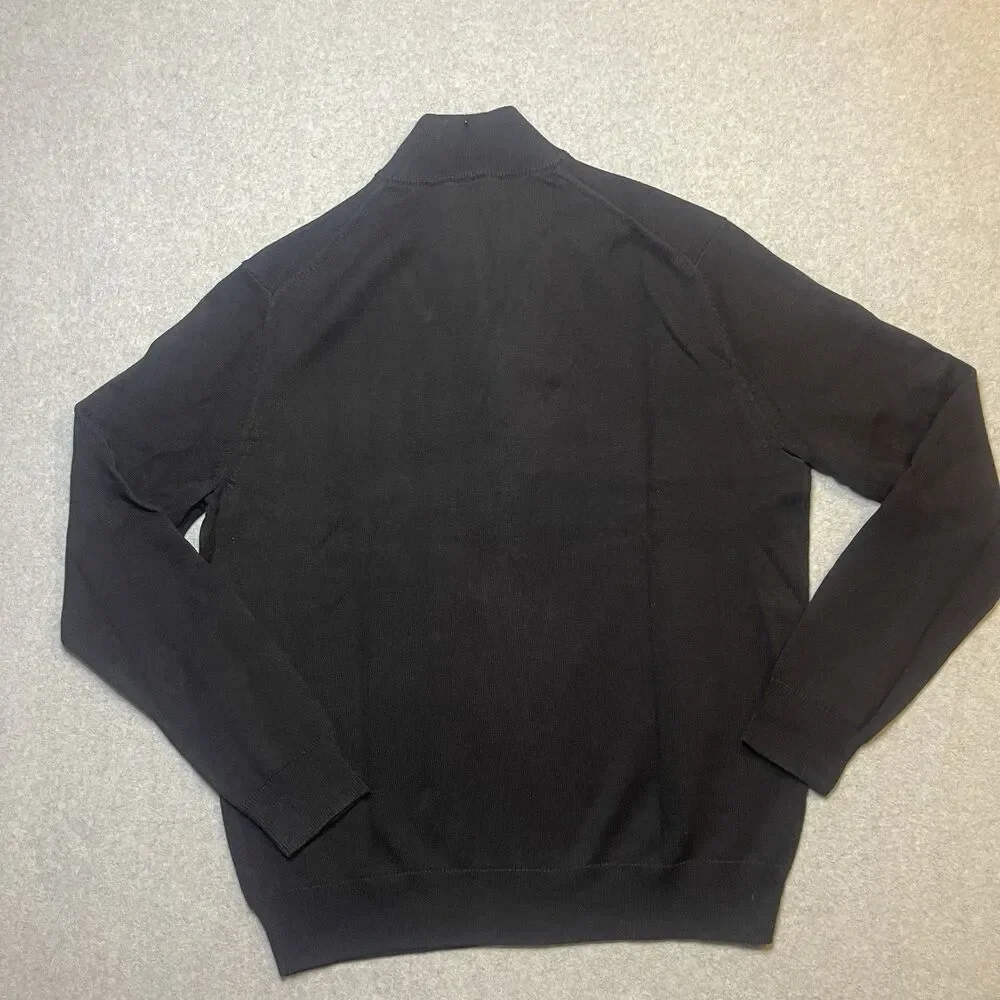 Vintage Express Men's Black Knit 1/4 Zip Mock Neck Pullover Sweater XL